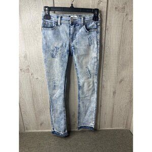 Jordache Girls Acid Wash Distressed Skinny Jeans W/ Rhinestone Details Size 10